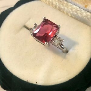 NEW Sterling Silver Lab-Created Ruby. 8mm Stone.Ring size 8 available.
